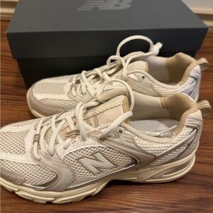 New Balance Beige and Off-White Sneakers